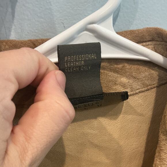 Outfit JPR Petite Women Suede Leather Blazer Size Medium MP Cardigan Western Tan - Picture 5 of 7